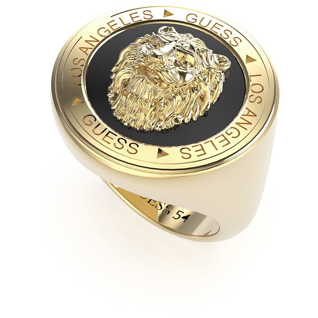 ANILLO GUESS ACERO DORADO CON LEON JUMR01315JWYGBK64