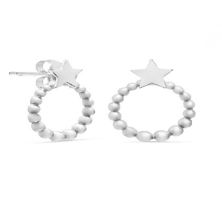 PENDIENTES PLATA ESTRELLA LISA Y ARO BOLITAS PE5358