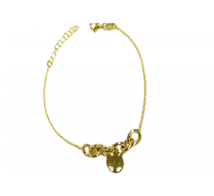 PULSERA PLATA DORADA OVAL CON ARBOL COLGANDO PU5351CH