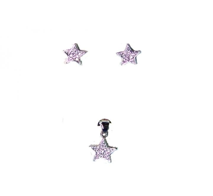 JUEGO PENDIENTES Y GARGANTILLAS ESTRELLA CIRCONITAS JU2928
