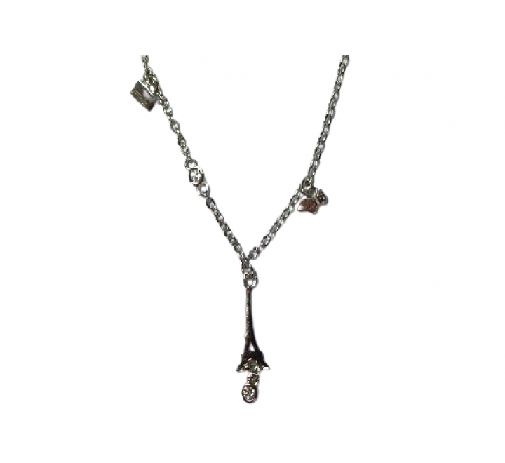 GARGANTILLA PLATA TORRE EIFFEL MALETA Y PERRO GA1451