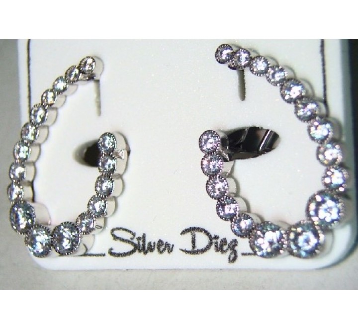 PENDIENTES PLATA CHATONES OVAL CIERRE OMEGA PE4640