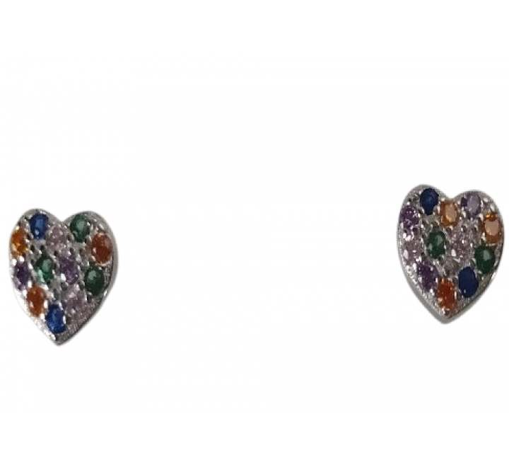 PENDIENTES PLATA CORAZON CIRCONITAS COLOR PE5883/24R
