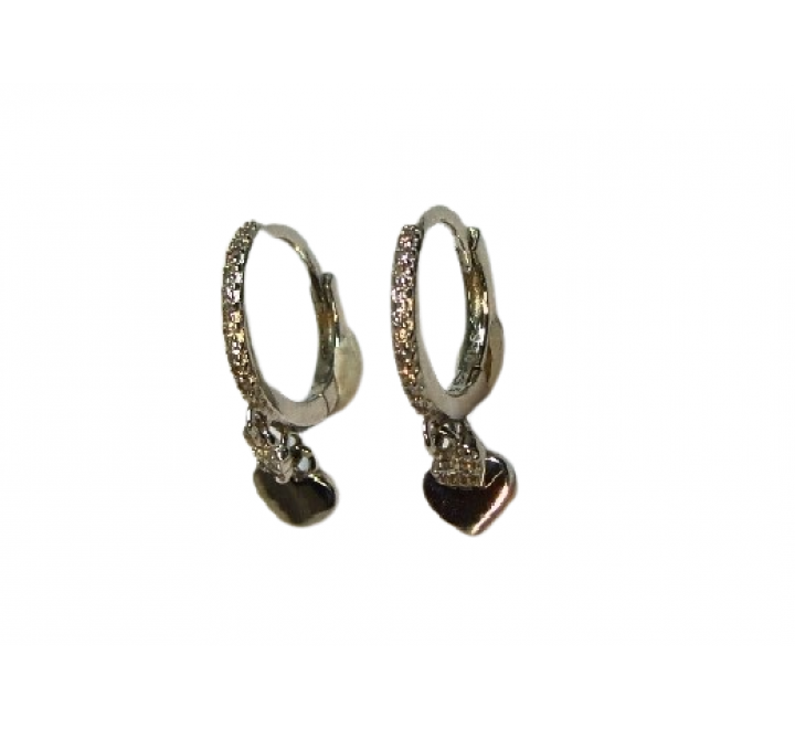 PENDIENTES PLATA ARO 2 CORAZONES COLGANDO PE5879R