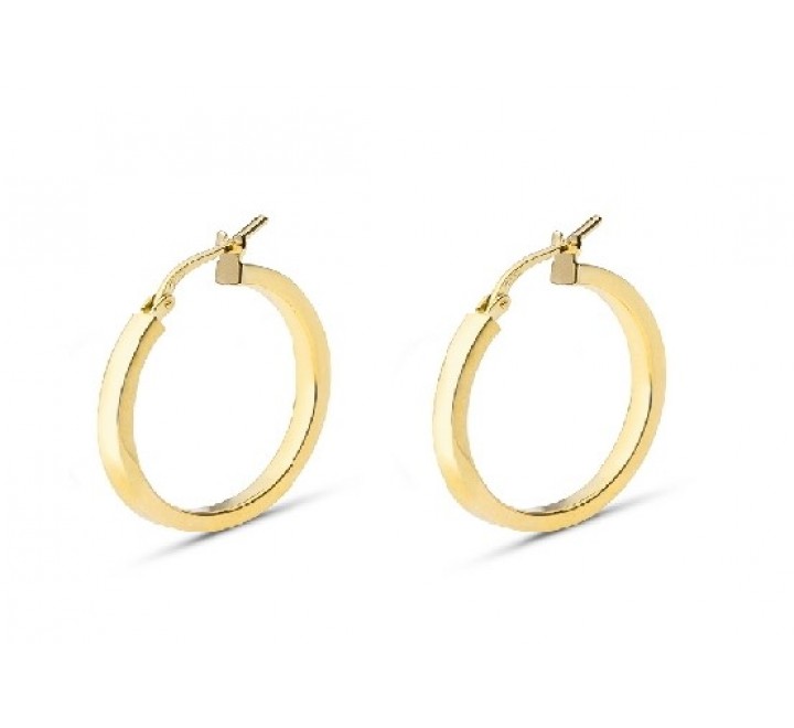 PENDIENTES PLATA DORADA ARO TUBO CUADRADO 2X20MM PE5040CH