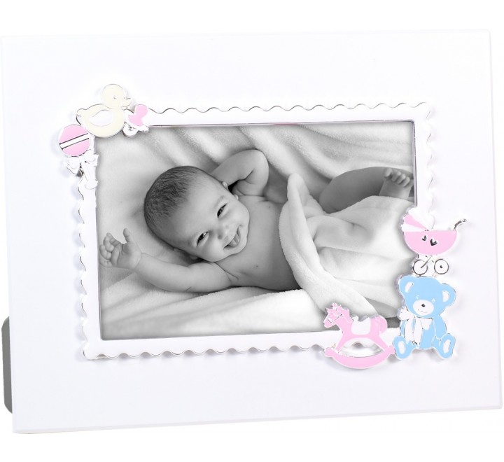 PORTAFOTO 09544 INFANTIL PLATEADO ESMALTADO