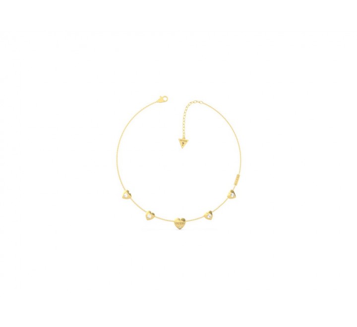 GARGANTILLA GUESS UBN70029 ACERO CHAPADO CORAZONES CIRCONITA