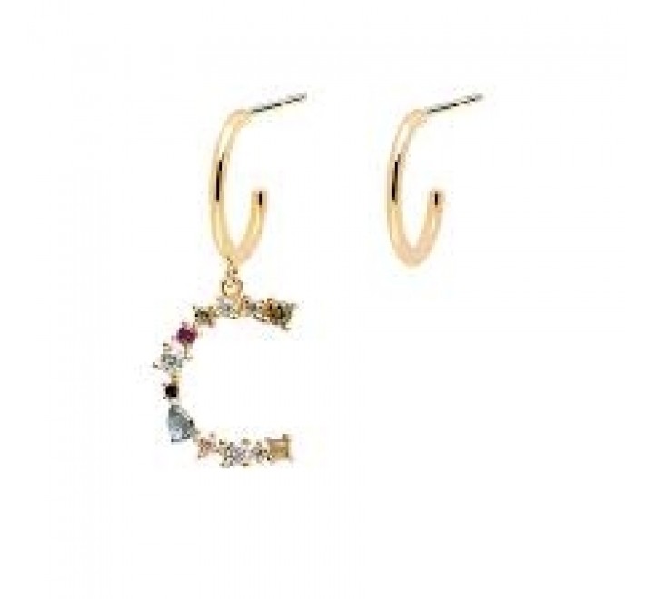 PENDIENTES PDPAOLA AR01-253-U PLATA CHAPADA LETRA C