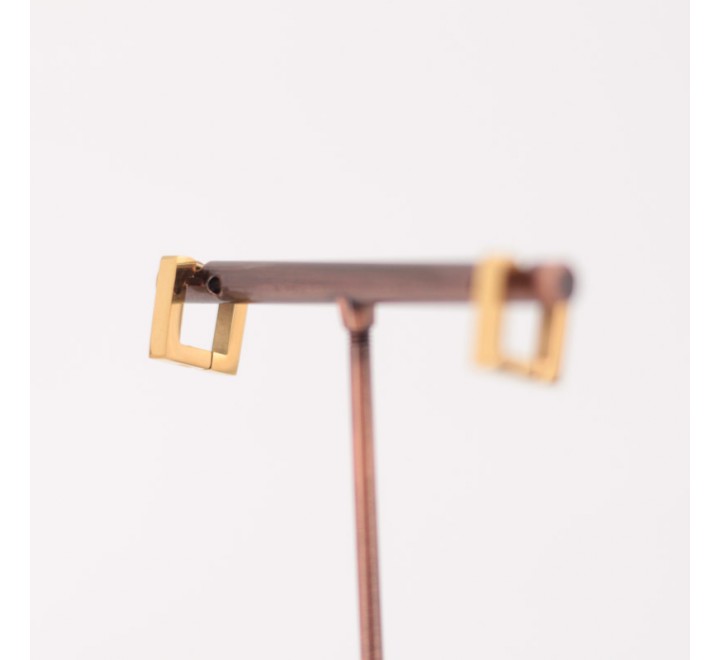 PENDIENTES ACERO DORADO ARO CUADRADO 2X2CM 130800-05