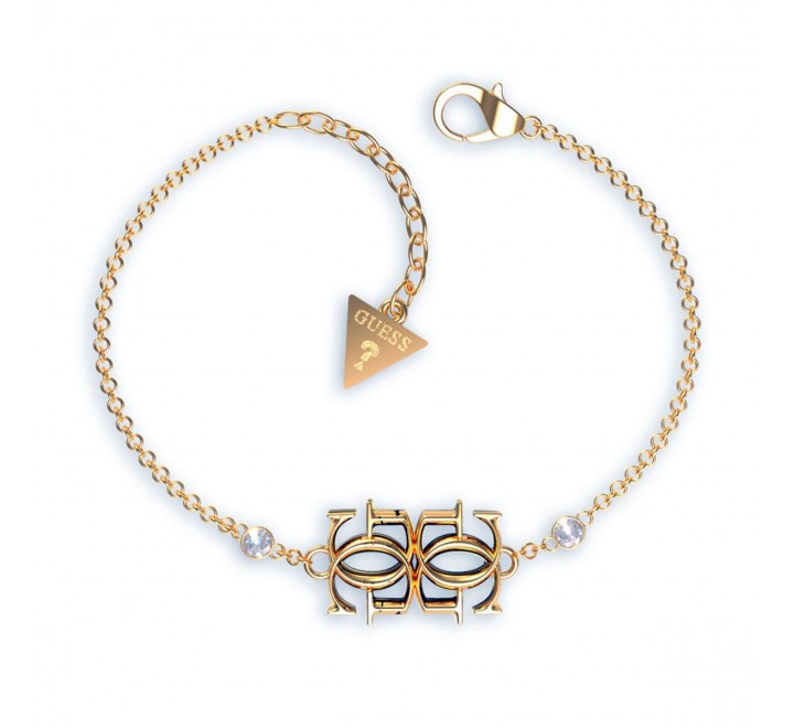 PULSERA GUESS ACERO DORADO LOGO Y CIRCONITAS JUBB01475JWYGS