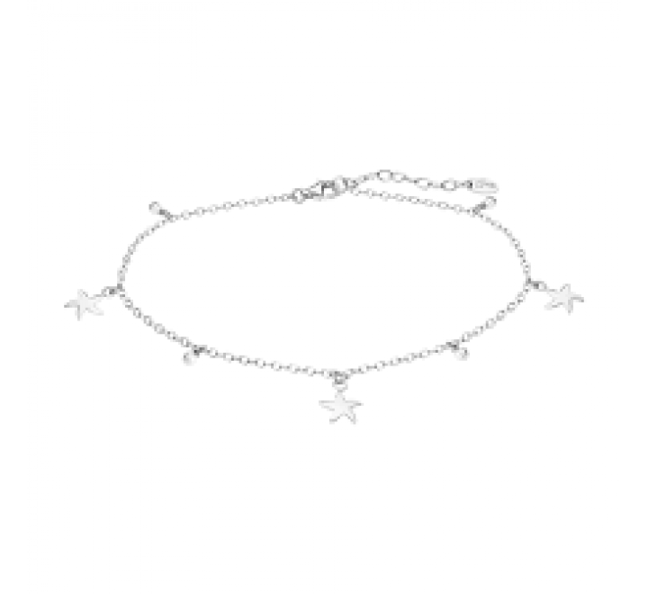 PULSERA TOBILLERA LOTUS PLATA ESTRELLAS Y PERLAS LP3241-8/1