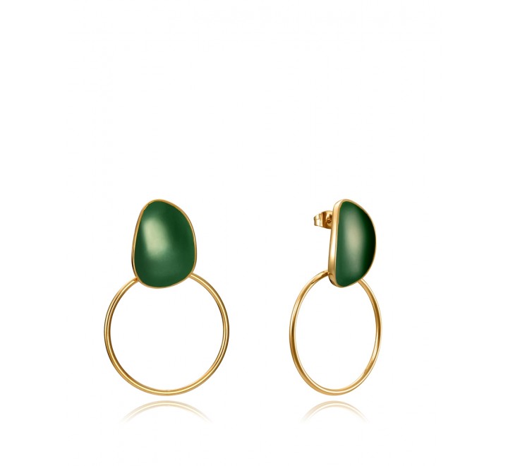 PENDIENTES VICEROY 15044E01012 ACERO DORADO Y ESMALTE VERDE