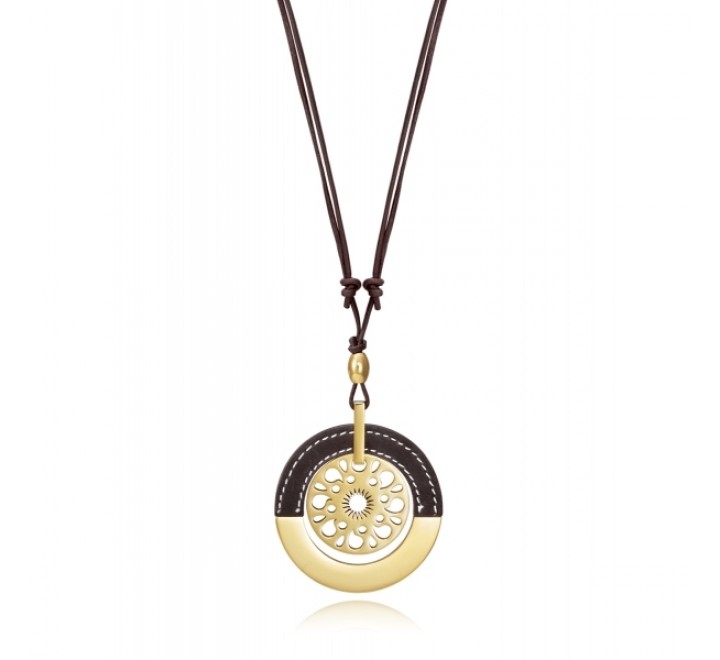 COLLAR VICEROY 15057C01012 ACERO Y PIEL MARRON CALADO