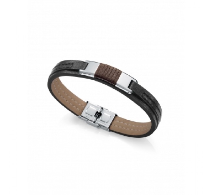 PULSERA VICEROY ACERO Y PIEL NEGRA 15078P01011