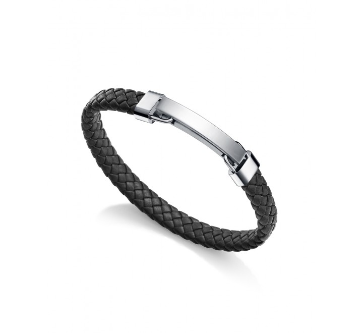 PULSERA VICEROY ACERO PIEL NEGRA Y PLACA 15109P01010