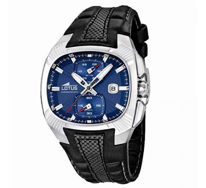 RELOJ LOTUS CORREA NEGRA ESFERA AZUL CAJA ACERO 15753/A