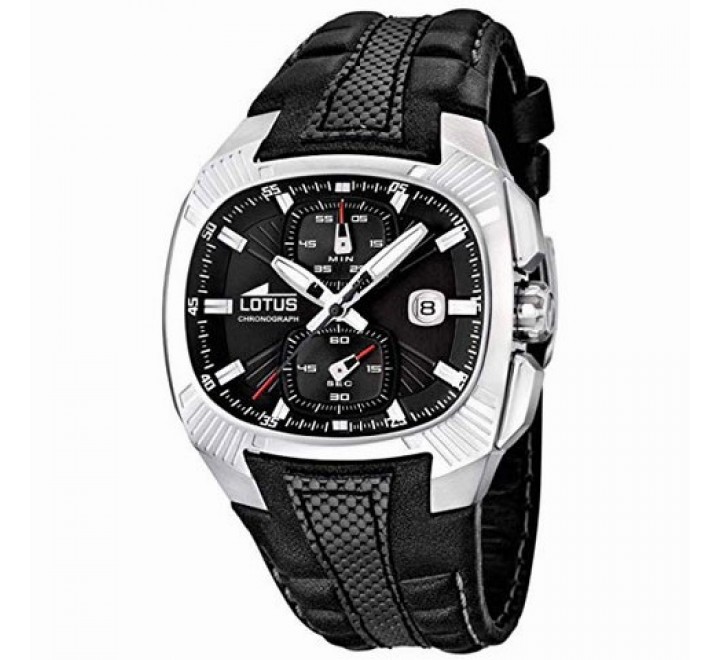 RELOJ LOTUS CORREA NEGRA CAJA ACERO ESFERA NEGRA 15753/8