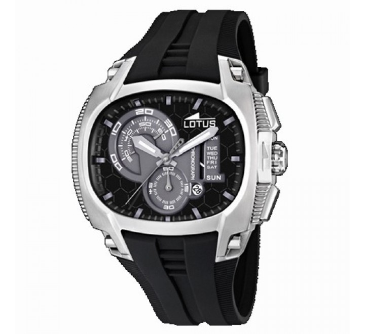 RELOJ LOTUS SILICONA NEGRA CAJA ACERO ESFERA NEGRA 15754/4