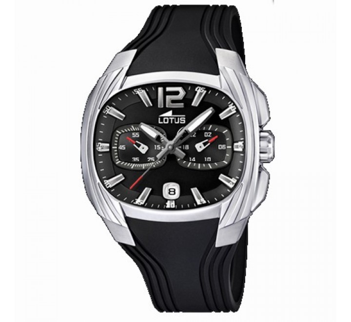 RELOJ LOTUS SILICONA NEGRA CAJA ACERO ESFERA NEGRA 15756/1