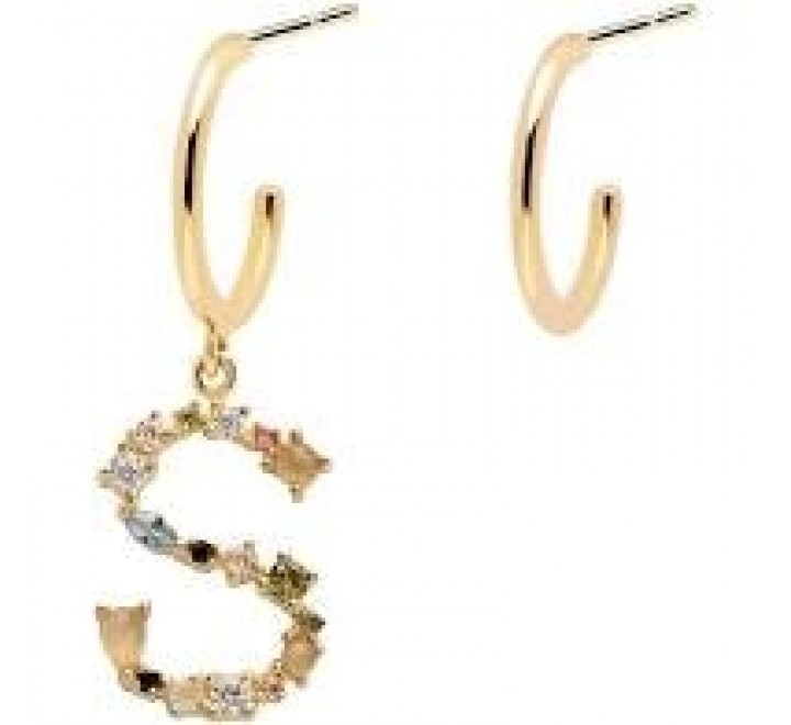 PENDIENTES PDPAOLA AR01-269-U PLATA CHAPADA LETRA S