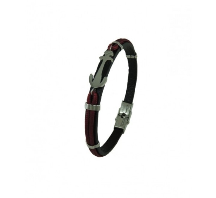 PULSERA IVOIRE C3030613/M CUERO NEGRO ANCLA