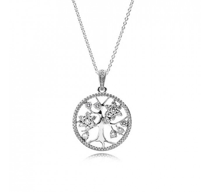COLLAR PANDORA PLATA ARBOL DE LA VIDA CIRCONITAS 390384CZ-80