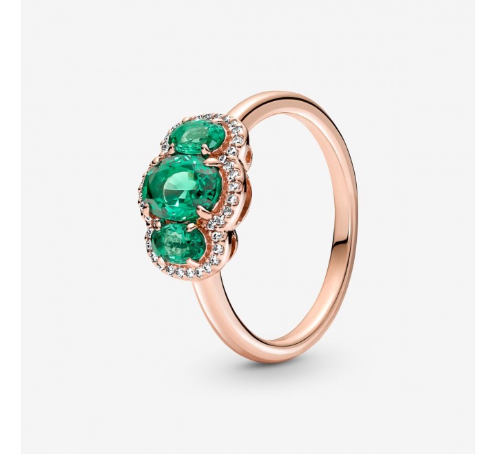 ANILLO PANDORA PLATA ROSADA PIEDRAS VERDES Nº12 180057C01-52