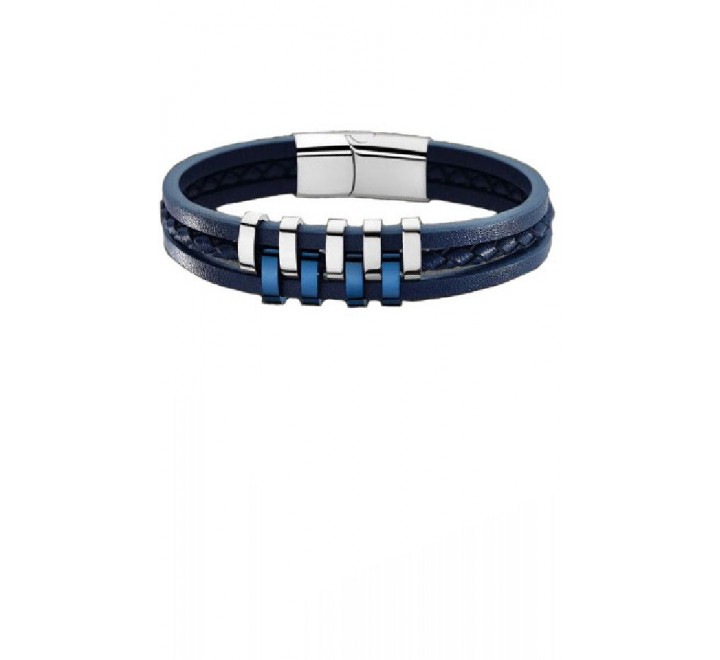PULSERA LOTUS LS1838/2/2 CUERO AZUL ACERO Y ACERO AZUL