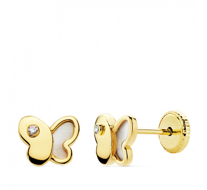 PENDIENTES ORO18KLTES MARIPOSA NACAR. 7 X 5,5 MM 18974