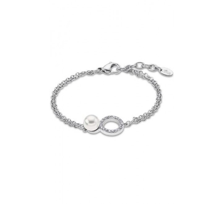 PULSERA LOTUS ACERO PERLA Y CIRCULO CIRCONITAS  LS1962/2/1 