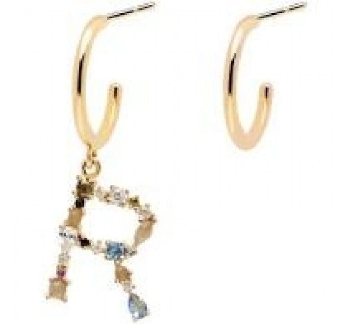PENDIENTES PDPAOLA AR01-268-U PLATA CHAPADA LETRA R