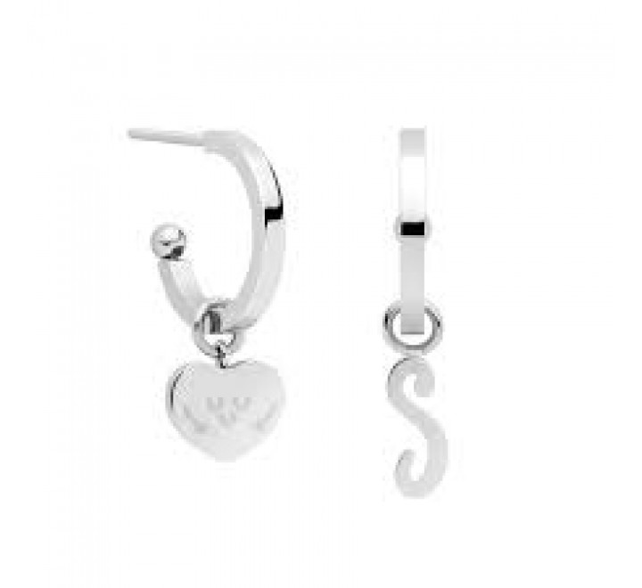 PENDIENTES MR WONDERFUL WJ10004 ACERO AROS CORAZON Y LETRA S