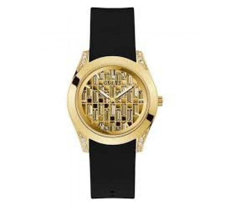 RELOJ GUESS GW0109L1 CAUCHO NEGRO CAJA CHAPADO DORADO