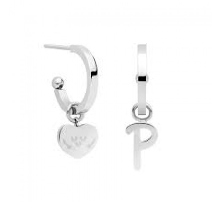 PENDIENTES MR WONDERFUL WJ10005 ACERO AROS LETRA P CORAZON