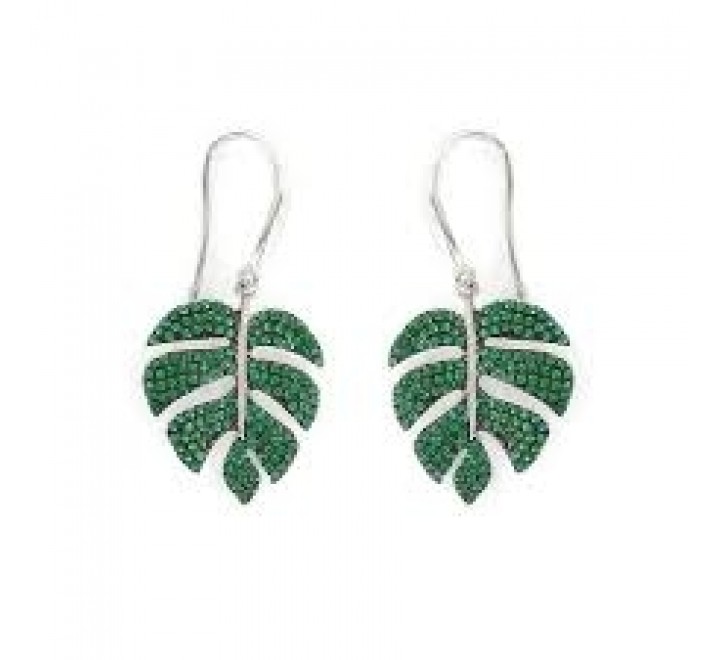 PENDIENTES PROMOJOYA 9108502 PLATA HOJA CIRCONITAS VERDES