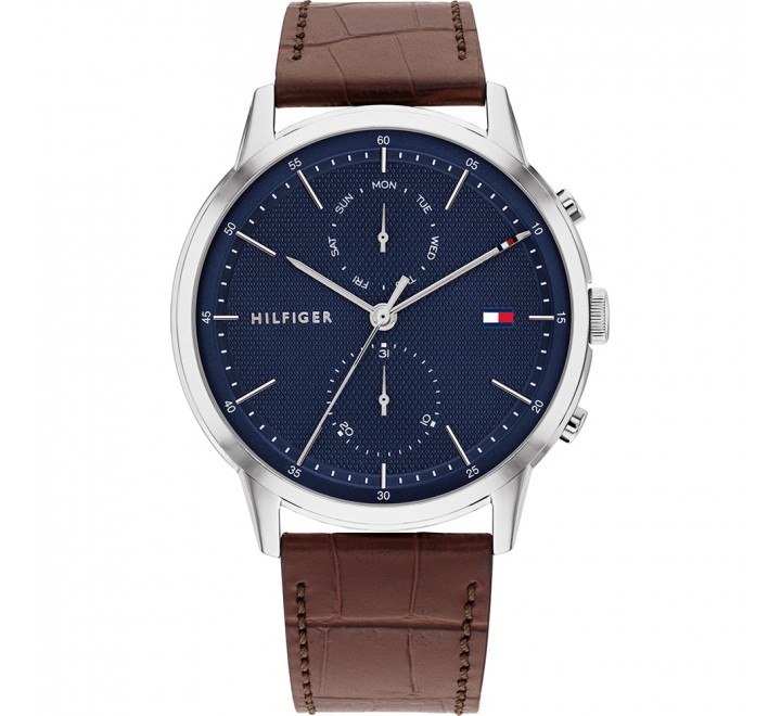 RELOJ TOMMY HILFIGER 1710436 CORREA PIEL MARRON ESFERA AZUL