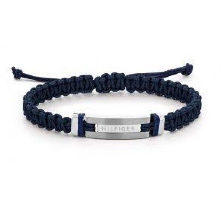 PULSERA TOMMY HILFIGER 2790229 CORDON AZUL PLACA ACERO LOGO