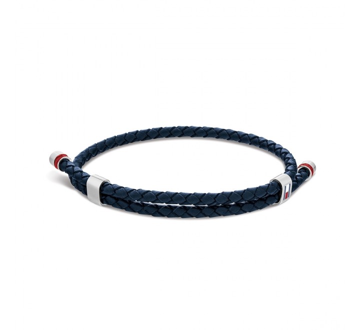 PULSERA TOMMY HILFIGER 2790225 CUERO TRENZADO AZUL ACERO