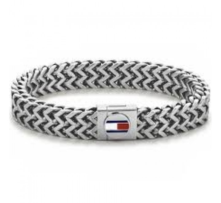 PULSERA TOMMY HILFIGER 2790245 ACERO TRENZADO LOGO CENTRAL