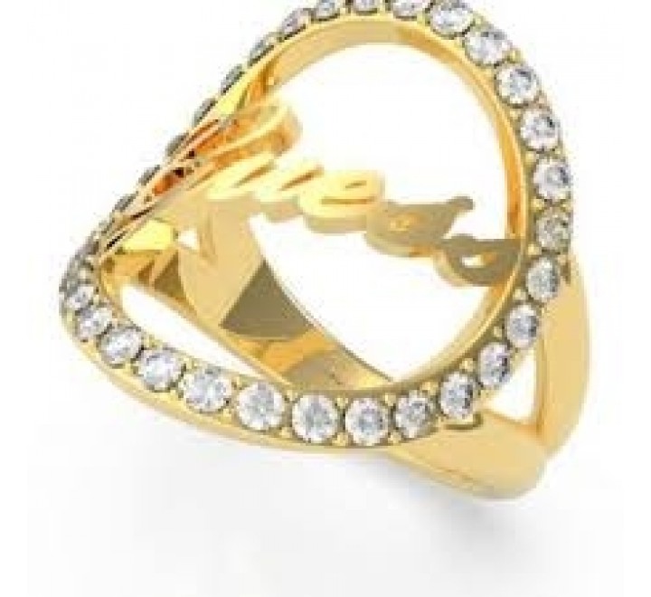 ANILLO GUESS UBR20050-54 ACERO CHAPADO DORADO Y CIRCONITAS