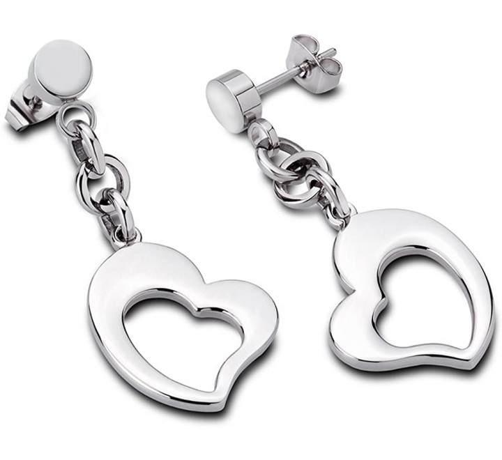 PENDIENTES LOTUS LS1627/4/1 ACERO COLGANDO CORAZONES