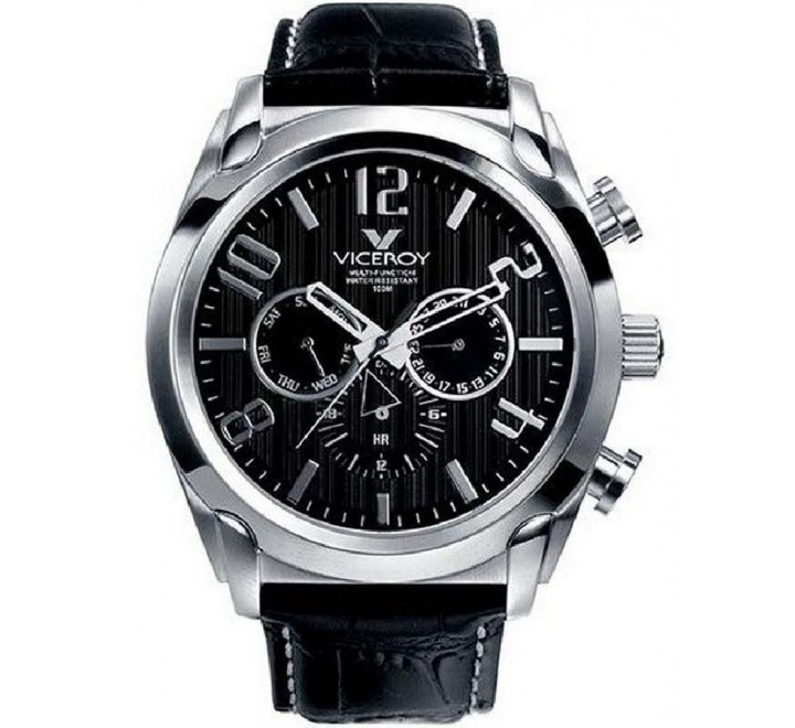 RELOJ VICEROY 40347-55 CORREA PIEL NEGRA CAJA ACERO
