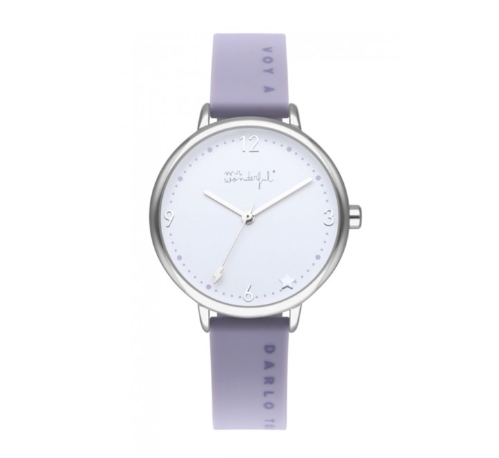 RELOJ MR WONDERFUL WR40300 SILICONA LILA CAJA ACERO