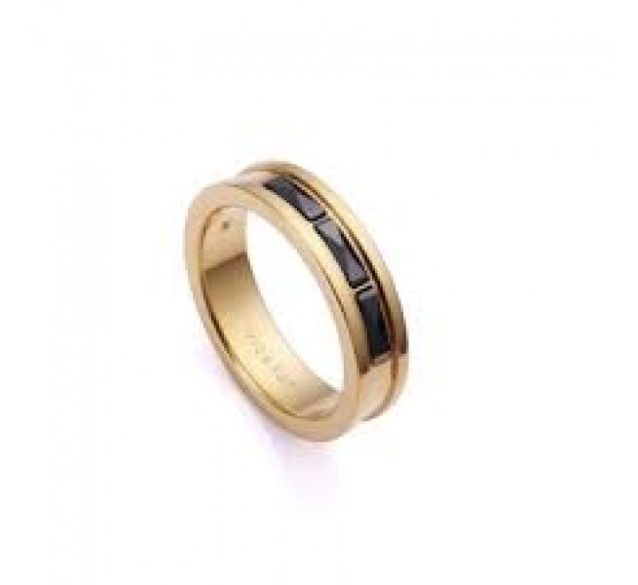 ANILLO VICEROY ACERO DORADO Y CERAMICA NEGRA Nº24 6476A02412