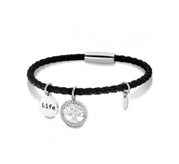 PULSERA LOTUS LS2020/2/3 CUERO TRENZADO NEGRO COLGANTE ARBOL