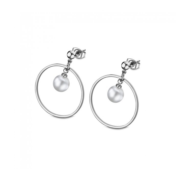 PENDIENTES LOTUS LS2029/4/1 ACERO CIRCULO PERLA 