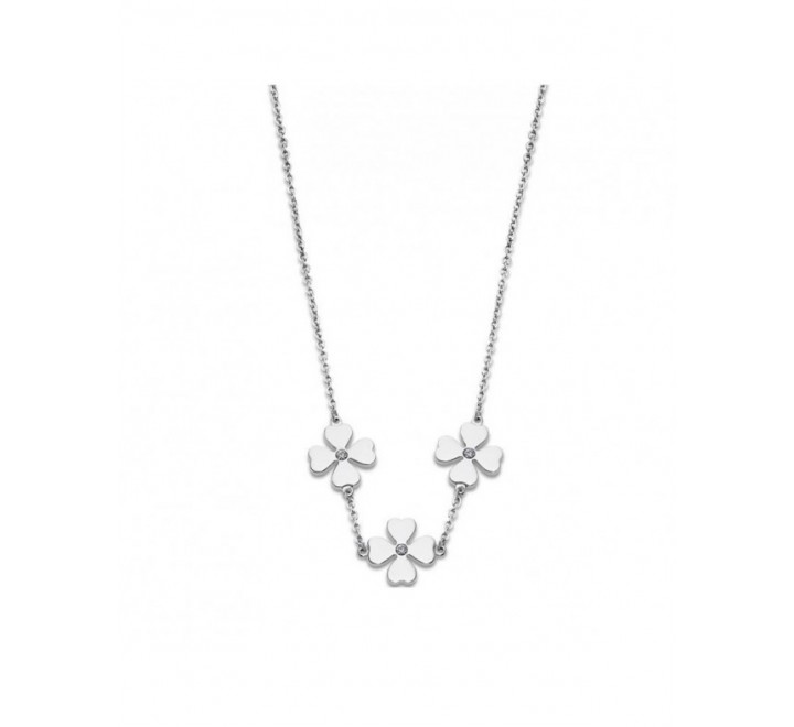 COLLAR LOTUS LS2032/1/1 ACERO 3 TREBOLES Y CIRCONITA