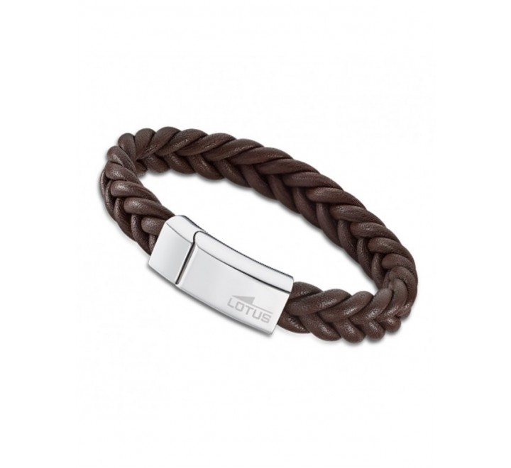 PULSERA LOTUS LS2095/2/1 CUERO TRENZADO MARRON BROCHE ACERO