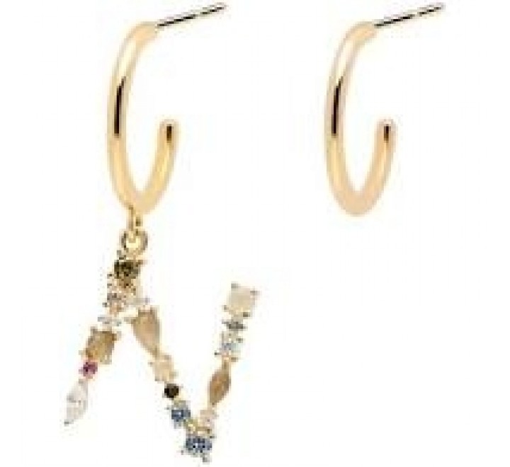 PENDIENTES PDPAOLA AR01-264-U PLATA CHAPADA LETRA N