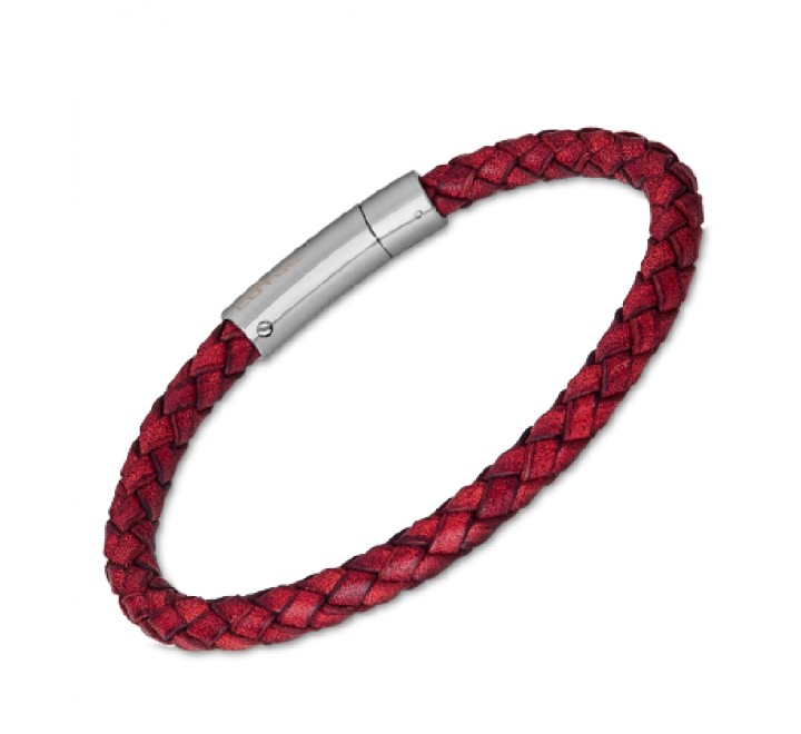PULSERA LOTUS CUERO ROJO TRENZADO BROCHE ACERO LS2141/2/2 
